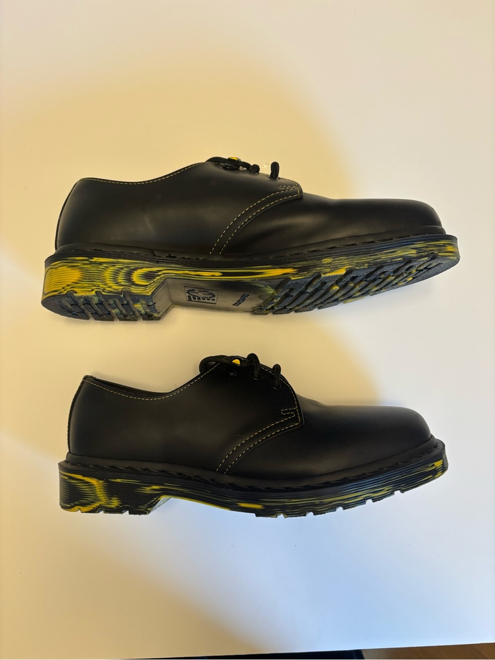 Dr. Martens 1461 Smooth Leather Oxford Shoes Black & Yellow Soles